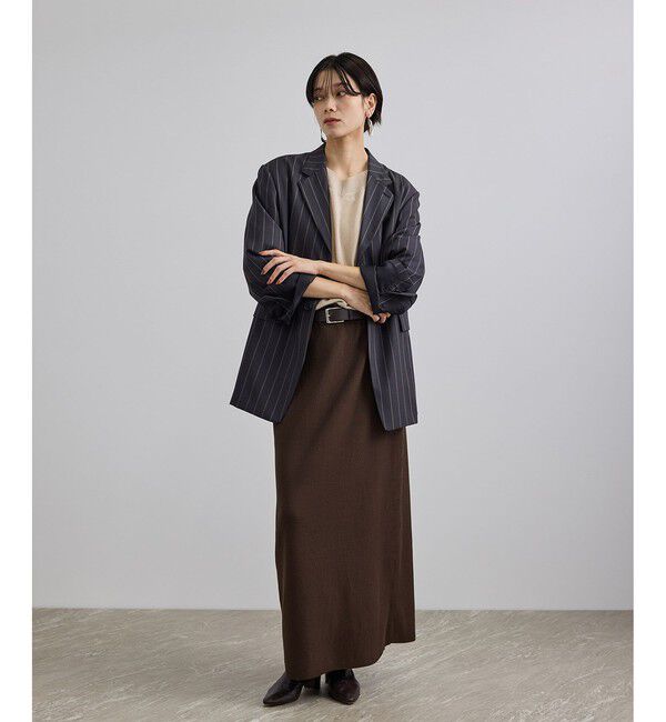 SALON adam et rope'「【WEB限定】コットンリブニットナロースカート」|スカート|