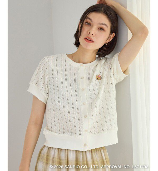 Rope&rsquo;Picnic「【サンリオキャラクターズ&times;ROPE' PICNIC】日焼けデザイン 透かしカットソーカーディガン」|カーディガン|