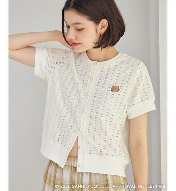 Rope&rsquo;Picnic「【サンリオキャラクターズ&times;ROPE' PICNIC】日焼けデザイン 透かしカットソーカーディガン」|カーディガン|