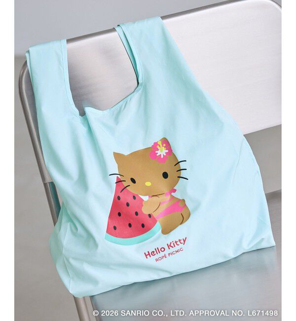 ROPE PICNIC PASSAGE「【サンリオキャラクターズ&times;ROPE' PICNIC】日焼けデザイン 折りたたみエコトートバッグ」|エコバッグ|ライトグリン(33)