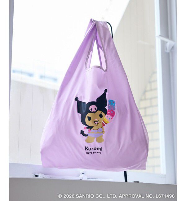 ROPE PICNIC PASSAGE「【サンリオキャラクターズ&times;ROPE' PICNIC】日焼けデザイン 折りたたみエコトートバッグ」|エコバッグ|ラベンダー(52)
