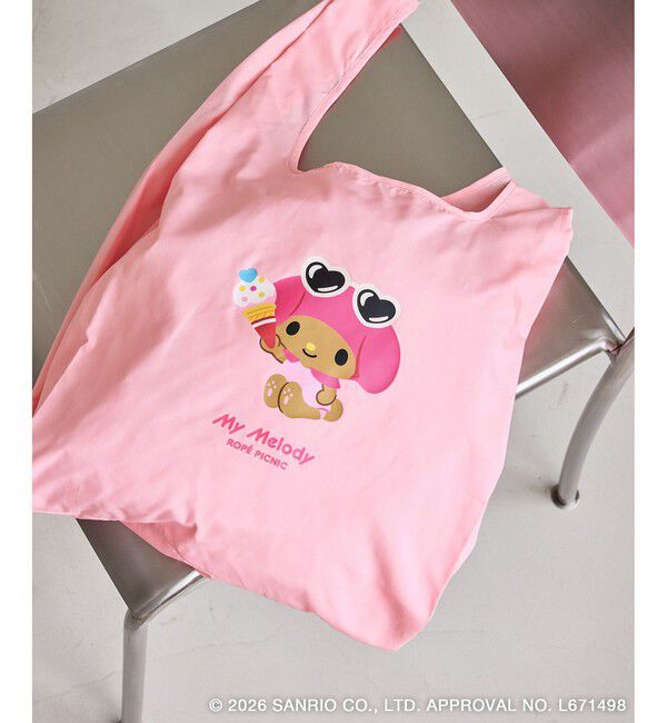 ROPE PICNIC PASSAGE「【サンリオキャラクターズ&times;ROPE' PICNIC】日焼けデザイン 折りたたみエコトートバッグ」|エコバッグ|ピンク(63)