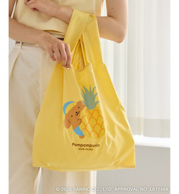 ROPE PICNIC PASSAGE「【サンリオキャラクターズ&times;ROPE' PICNIC】日焼けデザイン 折りたたみエコトートバッグ」|エコバッグ|イエロー系(81)