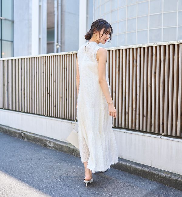 Rouge vif「【人気追加】フェザーノースリーブワンピース」|ワンピース|