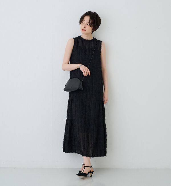 Rouge vif「【人気追加】フェザーノースリーブワンピース」|ワンピース|