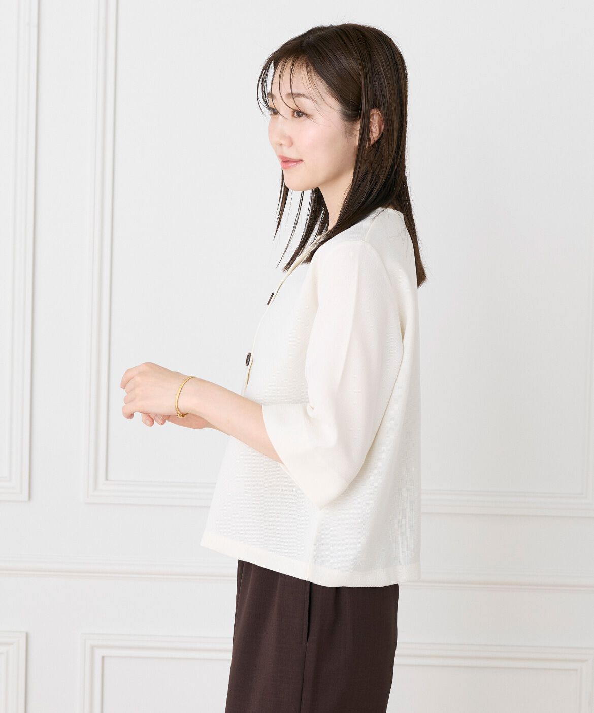 7-IDconcept.「《大きいｻｲｽﾞ》5分袖ｶｰﾃﾞｨｶﾞﾝ《日本製》|品よく羽織れる上  」|Tシャツ・カットソー|
