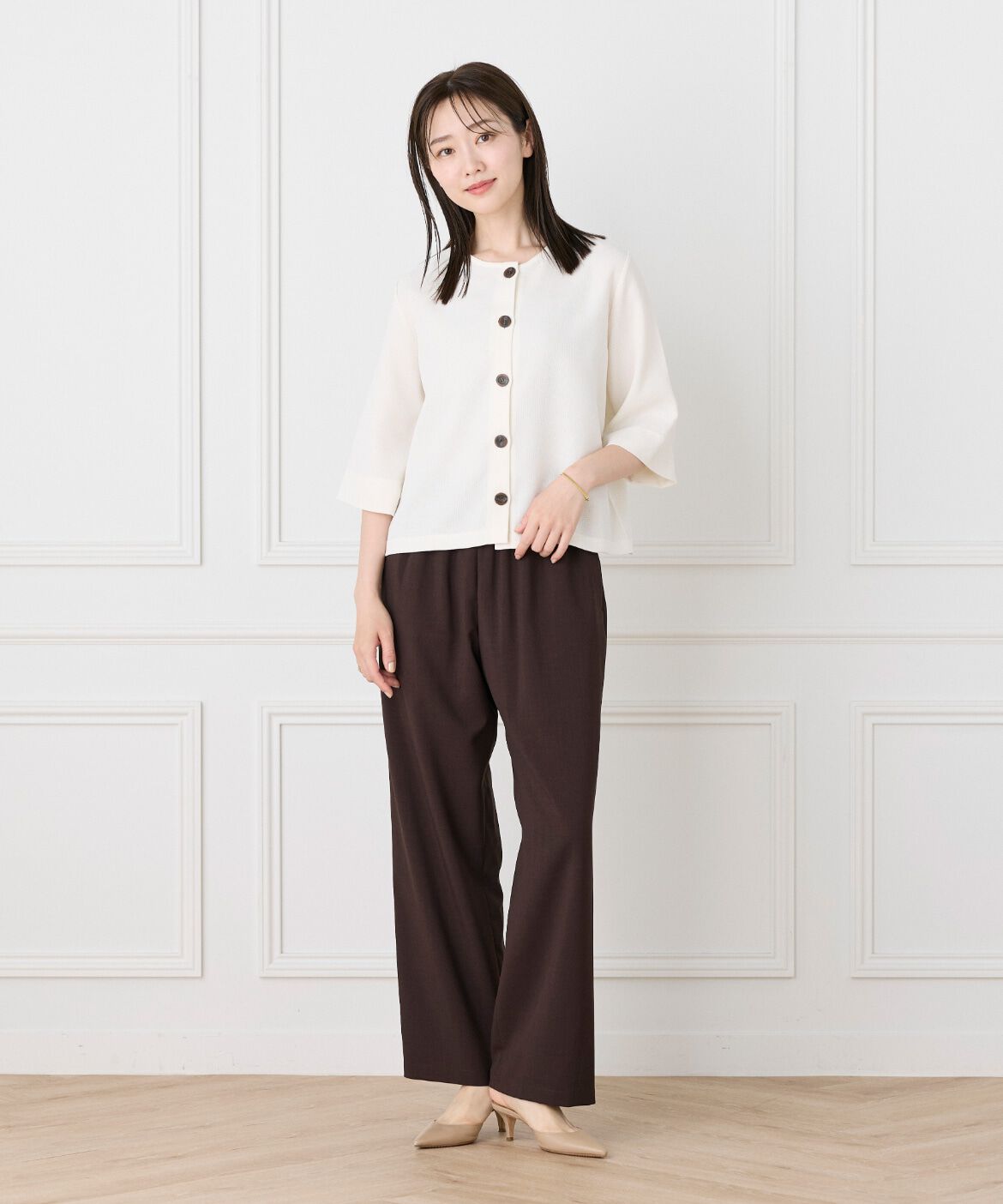 7-IDconcept.「《大きいｻｲｽﾞ》5分袖ｶｰﾃﾞｨｶﾞﾝ《日本製》|品よく羽織れる上  」|Tシャツ・カットソー|