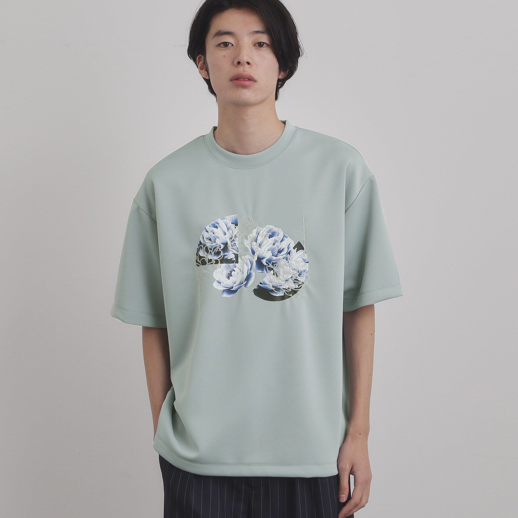 tk.TAKEO KIKUCHI「フラワープリントTシャツ」|Tシャツ・カットソー|ブルー(092)