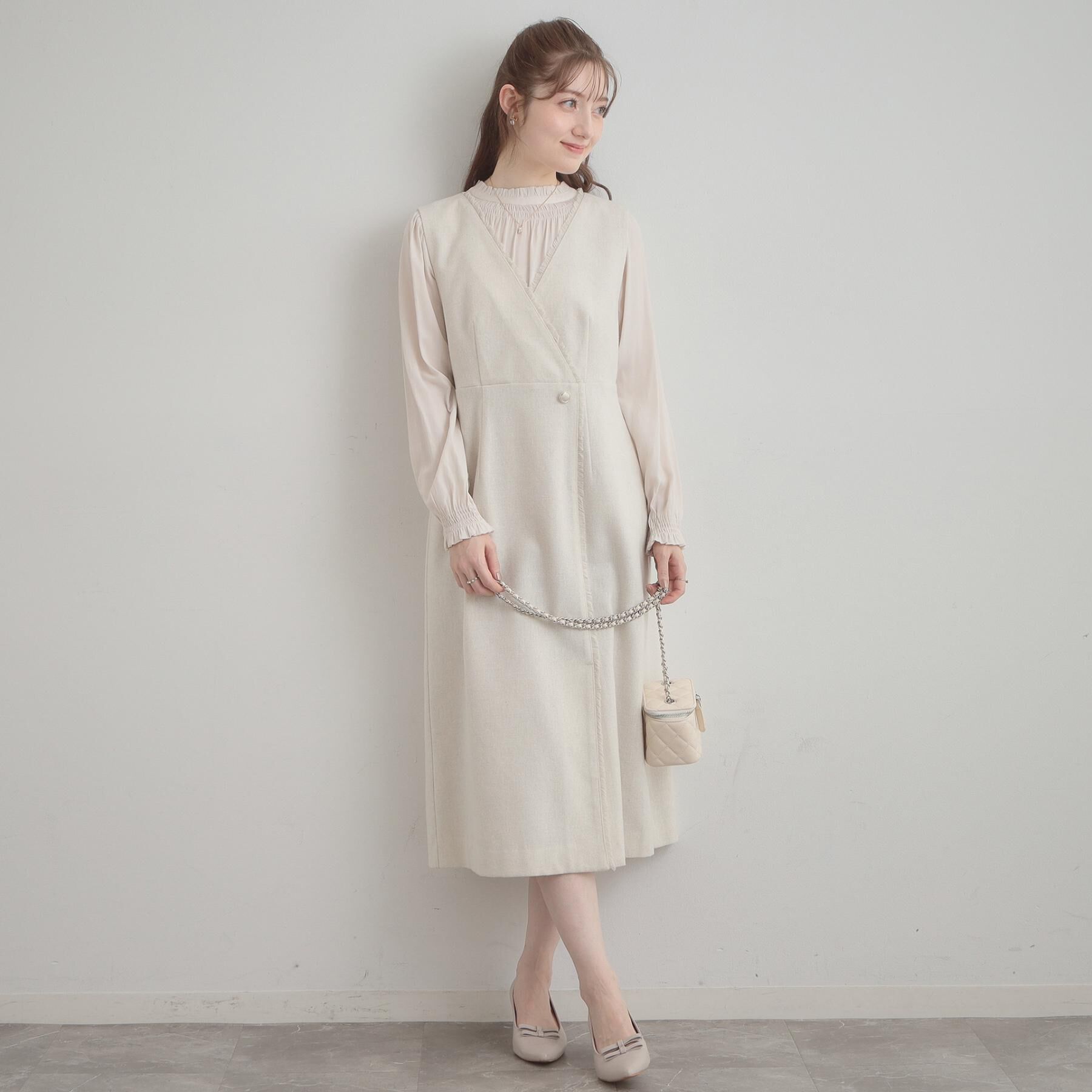 Couture broach「【ハレの日・通勤】フリンジツイードジャンスカ」|ワンピース|