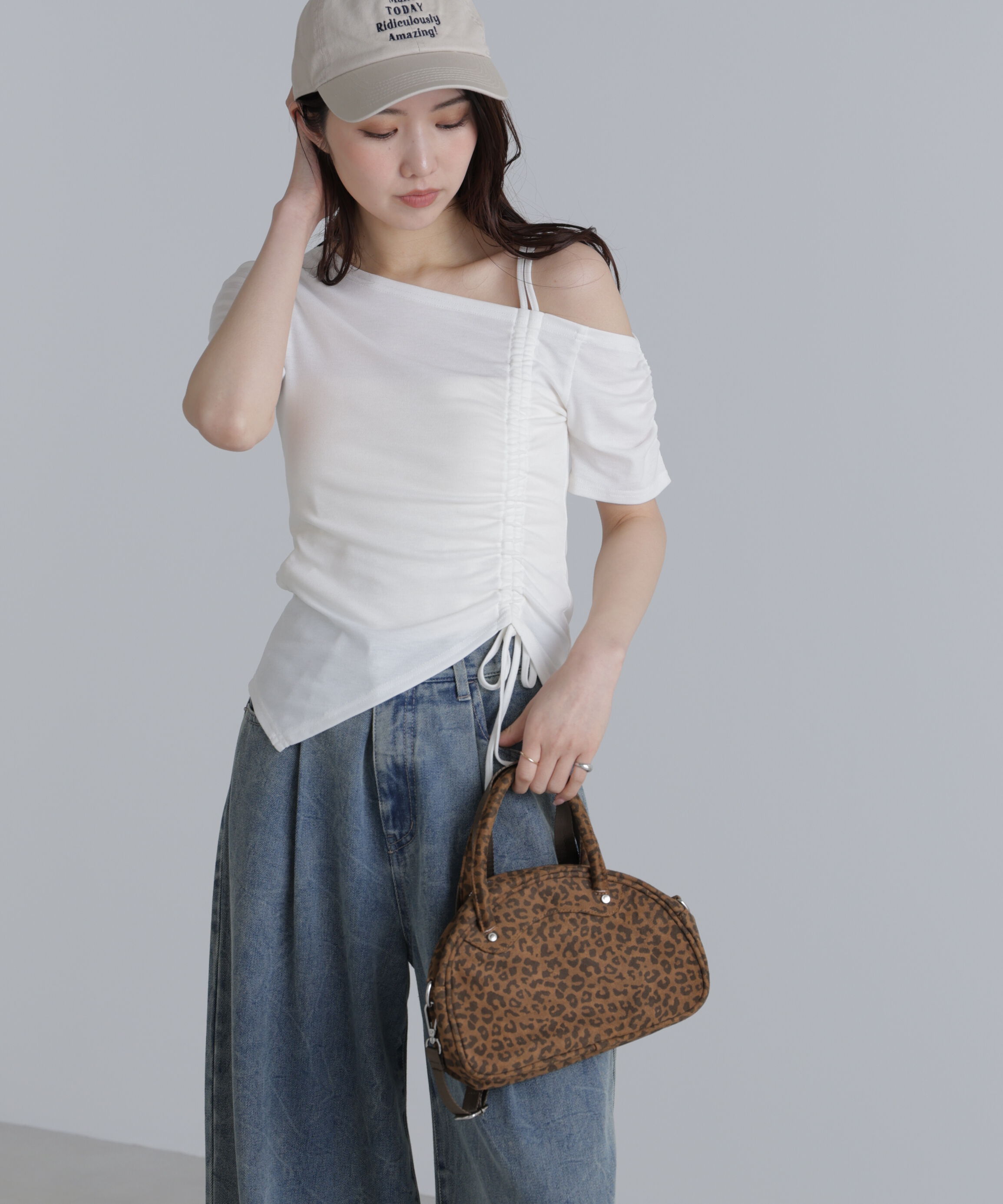  「ワンショルシャーリング半袖カットソー」|Tシャツ・カットソー|