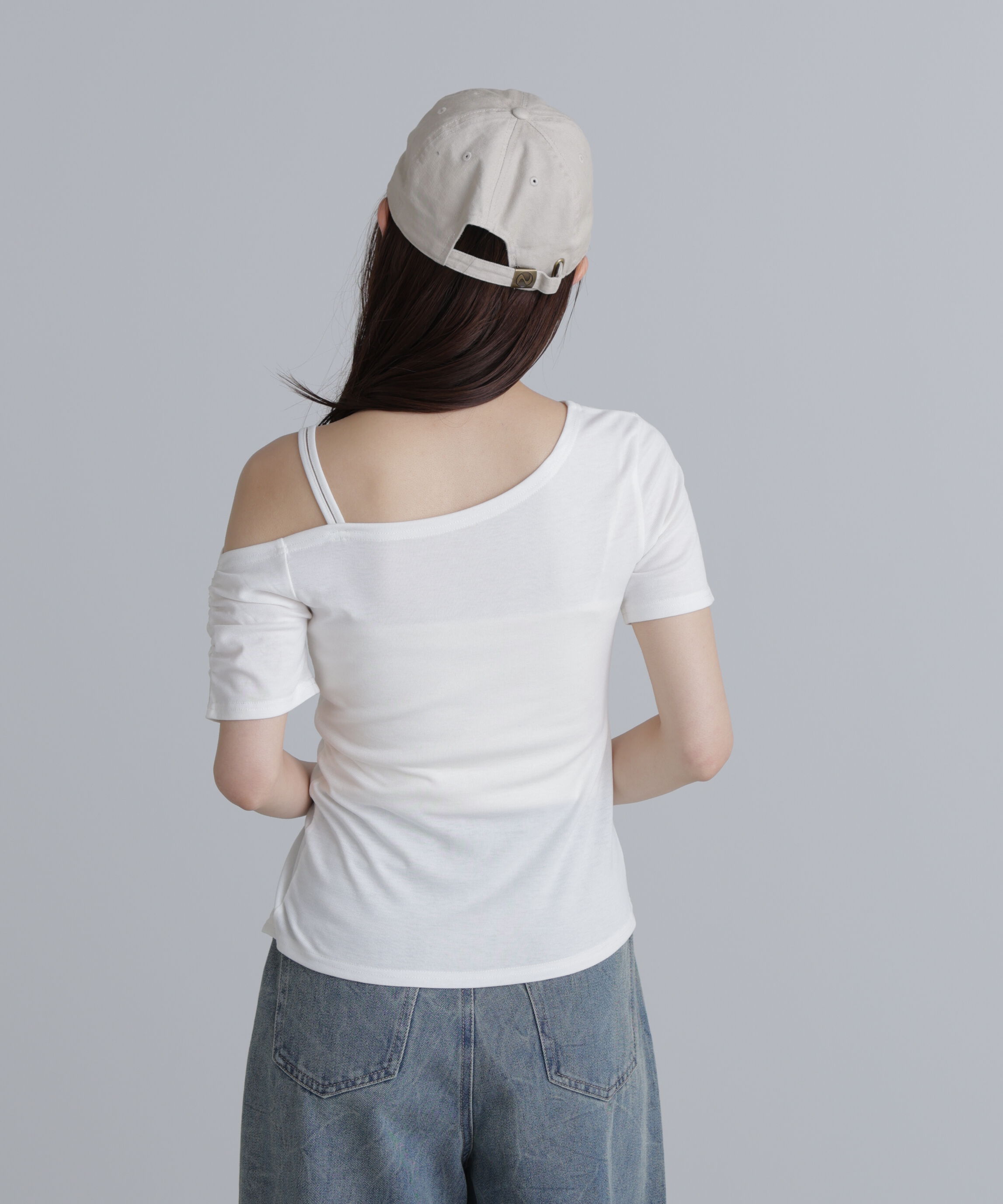  「ワンショルシャーリング半袖カットソー」|Tシャツ・カットソー|