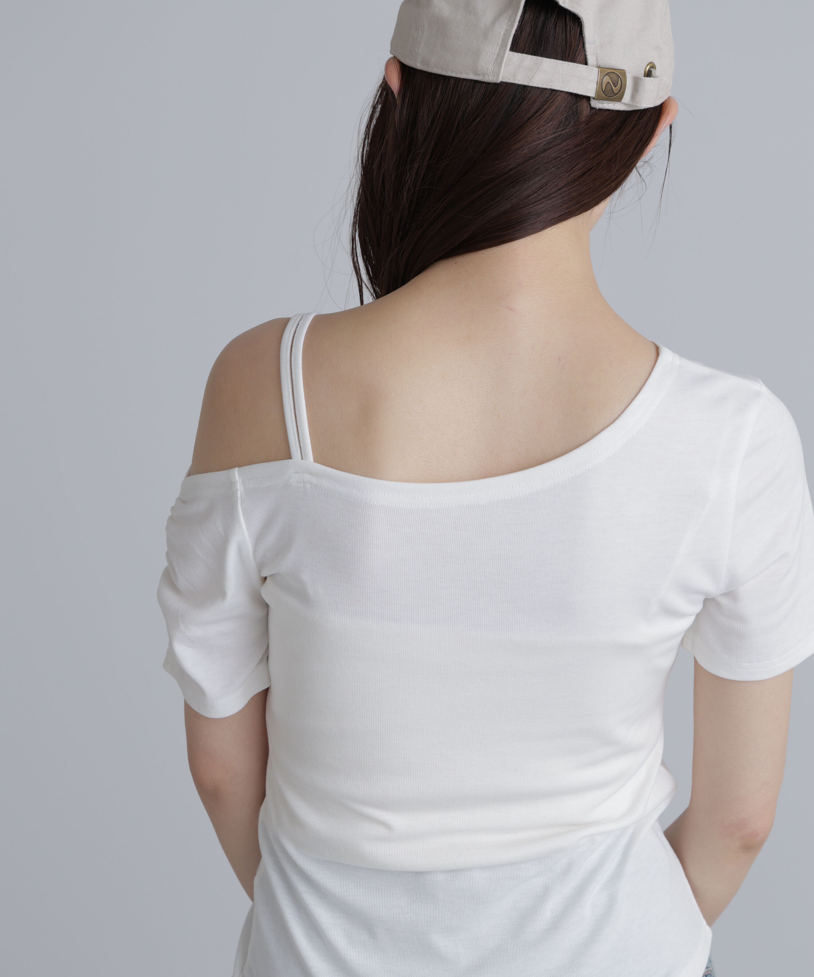  「ワンショルシャーリング半袖カットソー」|Tシャツ・カットソー|