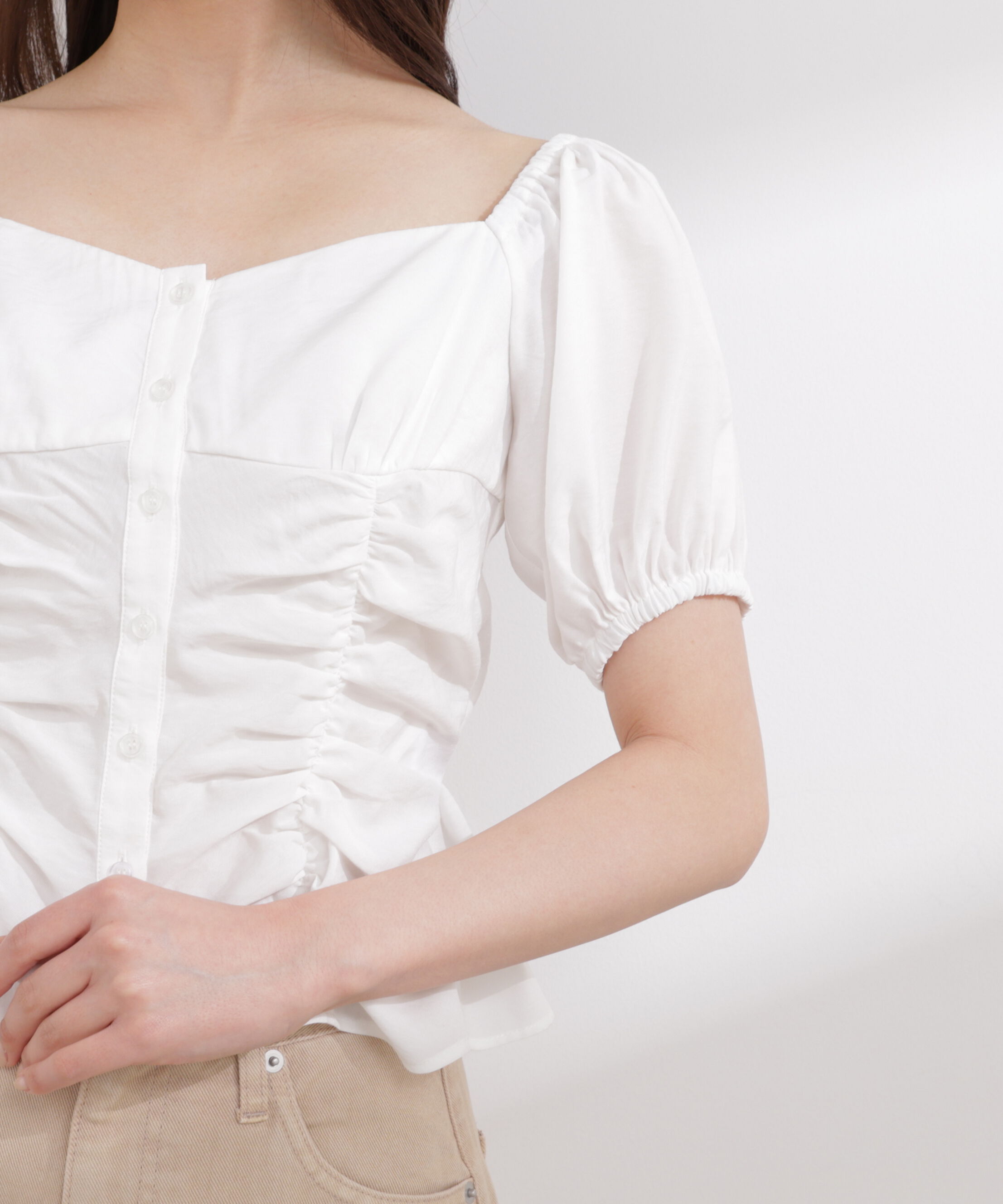 PROPORTION BODY DRESSING「〈a/mie〉パフスリーブドロストブラウス 26SS」|シャツ・ブラウス|