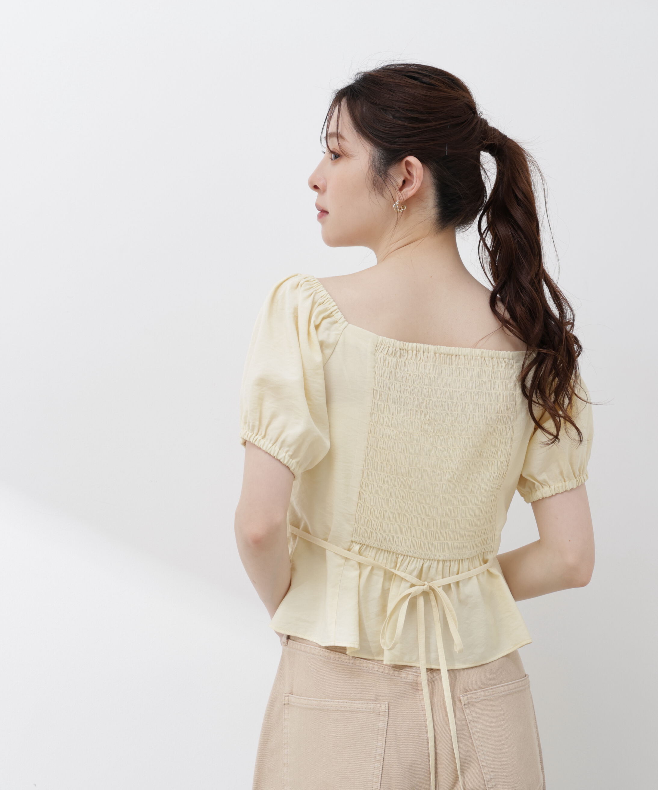 PROPORTION BODY DRESSING「〈a/mie〉パフスリーブドロストブラウス 26SS」|シャツ・ブラウス|