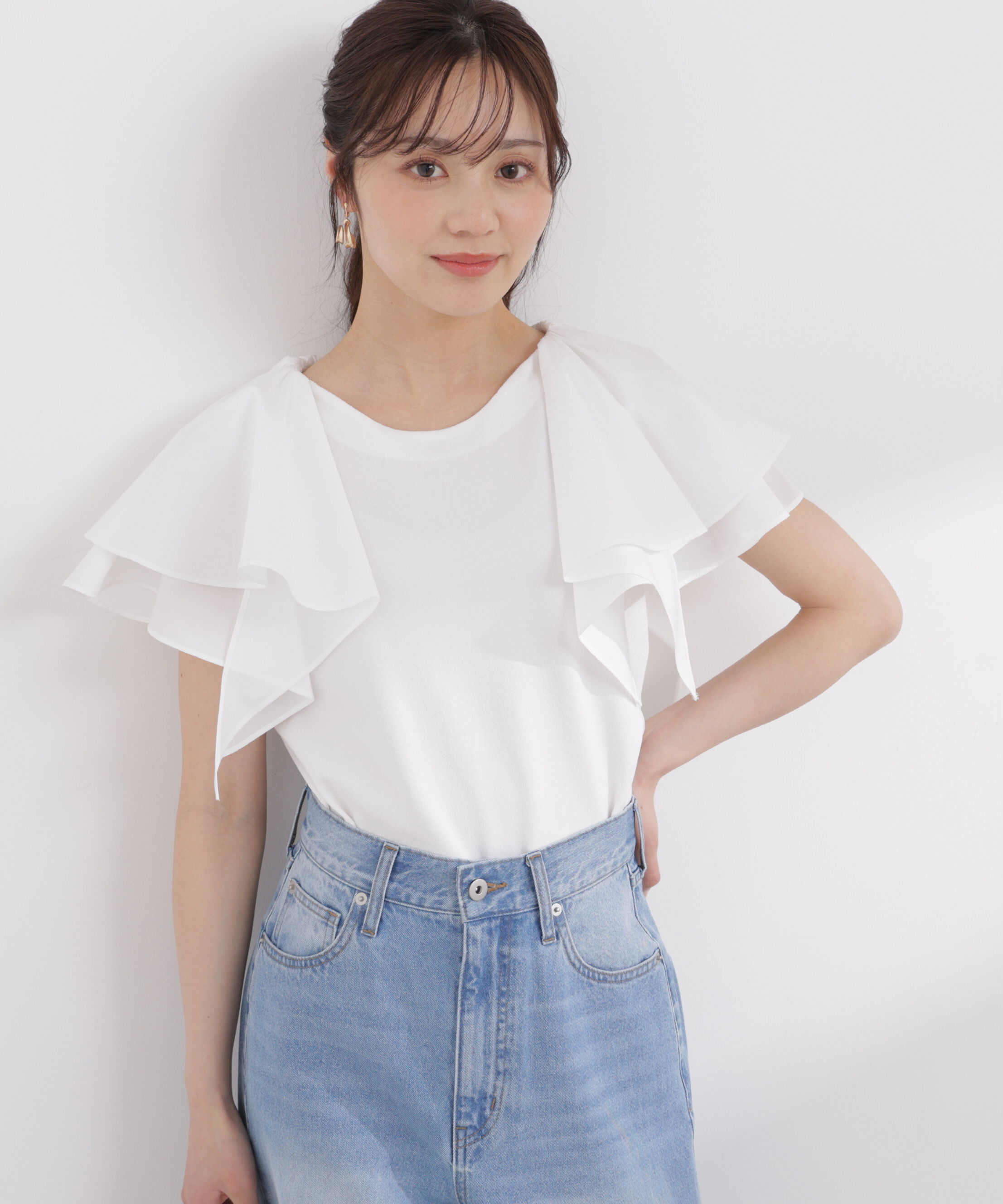 PROPORTION BODY DRESSING「ボリュームラッフルスリーブニット 26SS」|ニット・セーター|