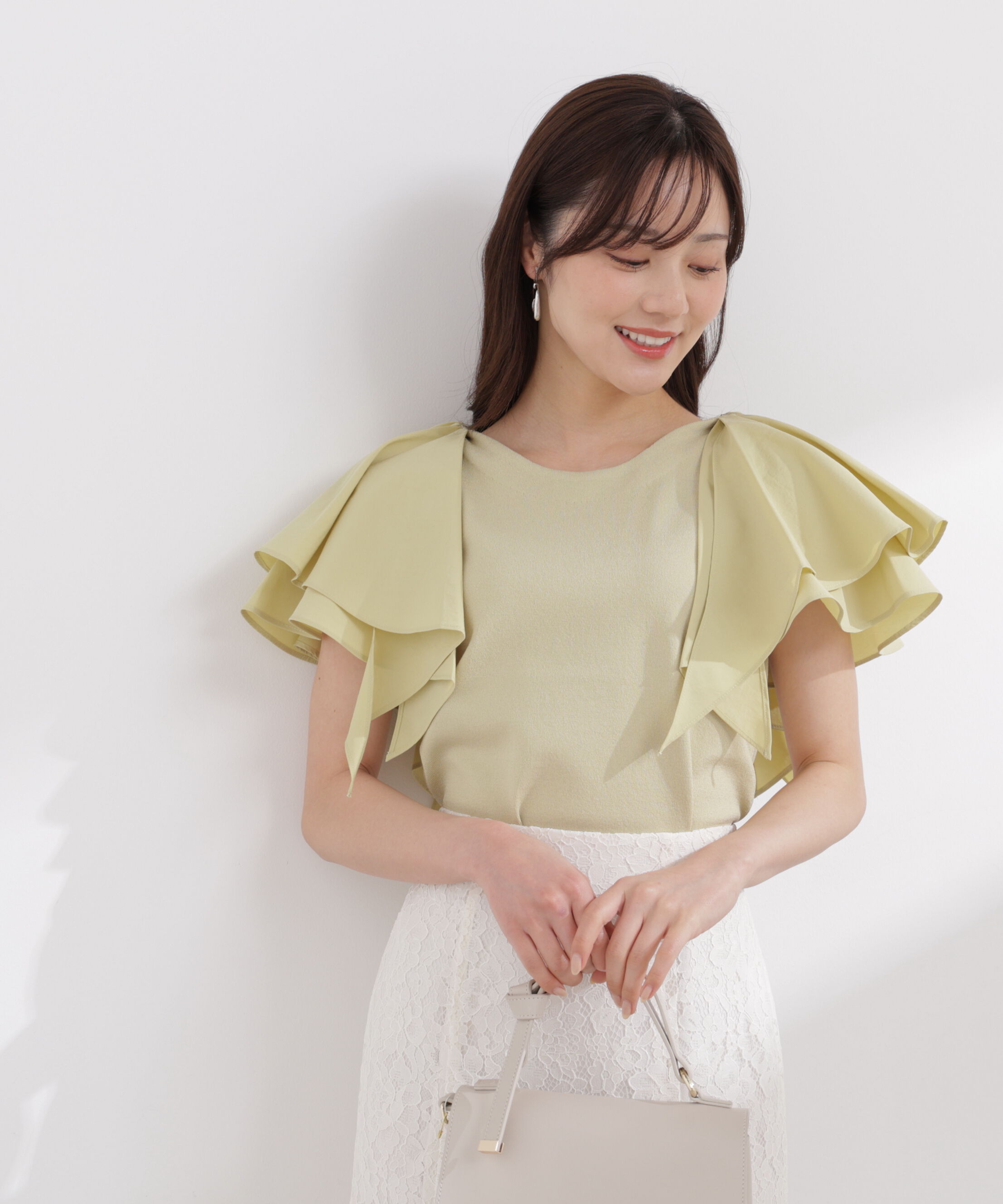 PROPORTION BODY DRESSING「ボリュームラッフルスリーブニット 26SS」|ニット・セーター|