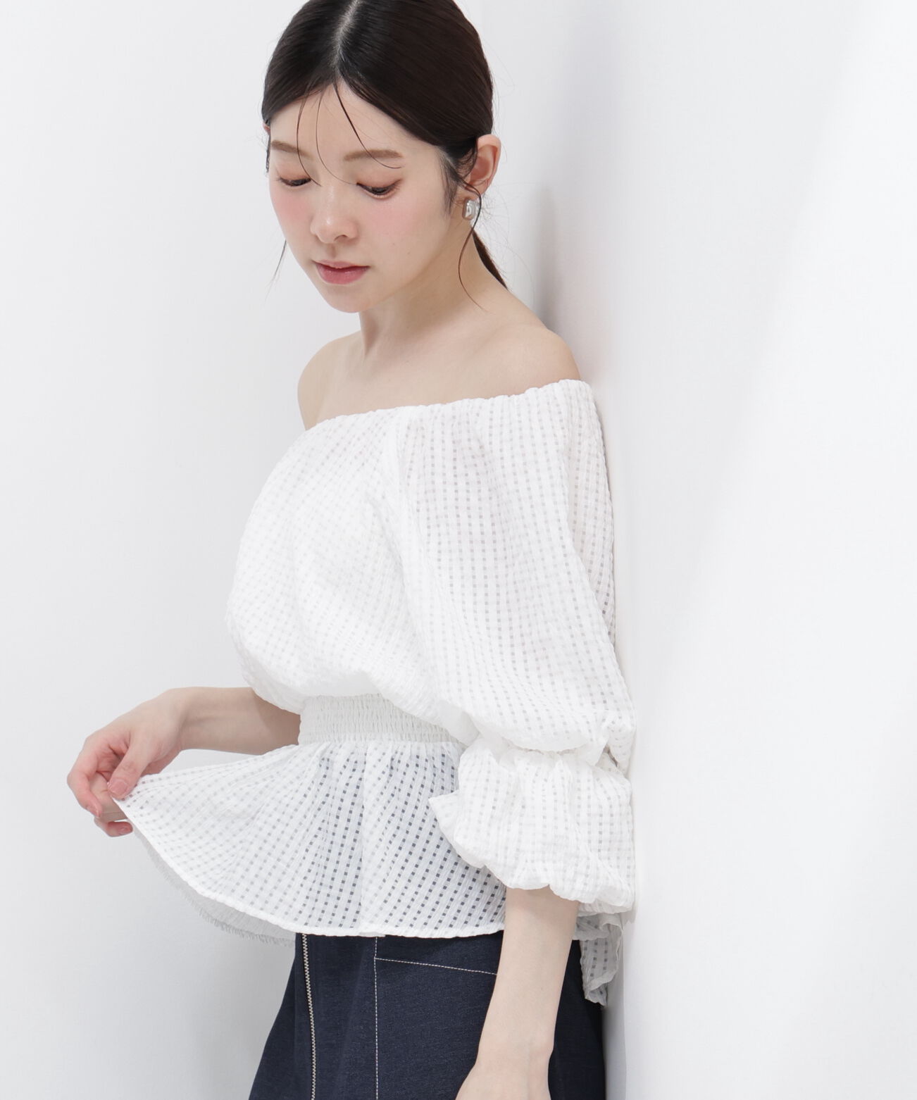 PROPORTION BODY DRESSING「＜中川紅葉さん着用＞〈a/mie〉2wayオフショルフィッシュテールブラウス」|シャツ・ブラウス|