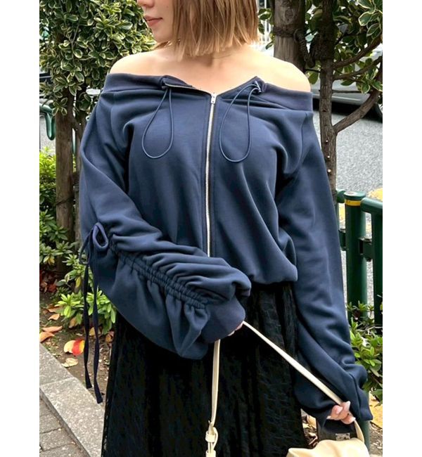 CALNAMUR「フロントジップオフショルスウェット」|Tシャツ・カットソー|