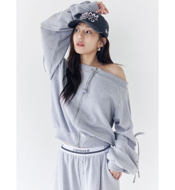 CALNAMUR「フロントジップオフショルスウェット」|Tシャツ・カットソー|