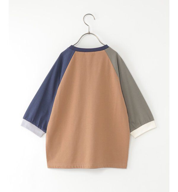 ikka kids「七分袖ニットデニム風コンビTシャツ（120~160cm）」|Tシャツ・カットソー|