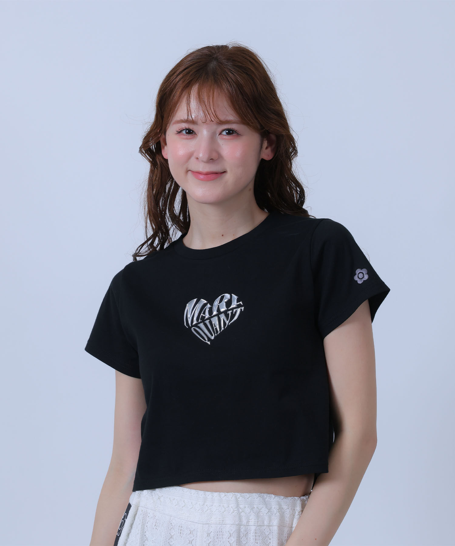 MARY QUANT「メタリックプリント Tシャツ」|Tシャツ・カットソー|ブラック