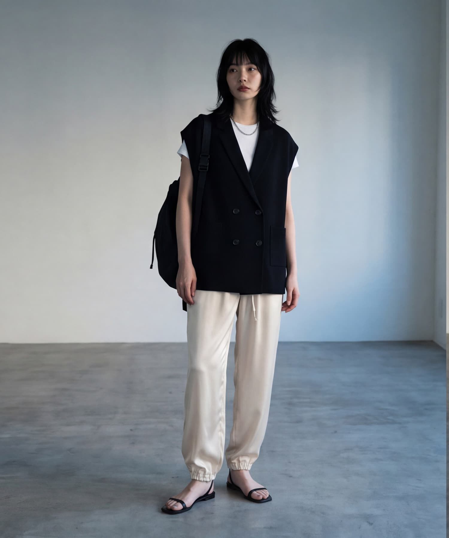 STYLE DELI「【BLK001】オーバーサイズニットジレ」|ベスト・ジレ|