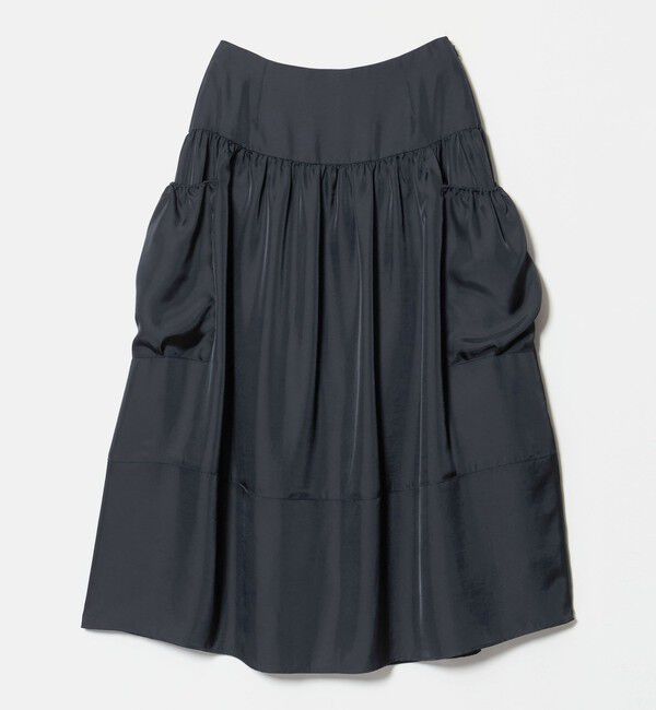 UNITED ARROWS「シルクライク ティアード スカート ‐ウォッシャブル‐」|フレア|NAVY