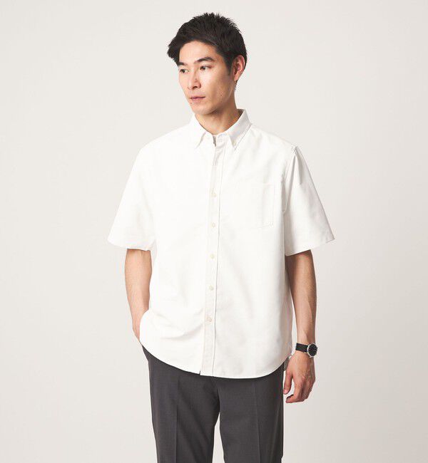 UNITED ARROWS green label relaxing「【WEB限定】JUST fit オックスフォード ボタンダウン 半袖 シャツ」|シャツ・ブラウス|WHITE