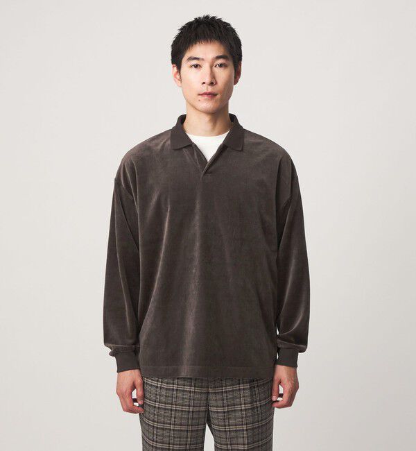 UNITED ARROWS green label relaxing「ベロア スキッパー 長袖 ポロシャツ」|Tシャツ・カットソー|