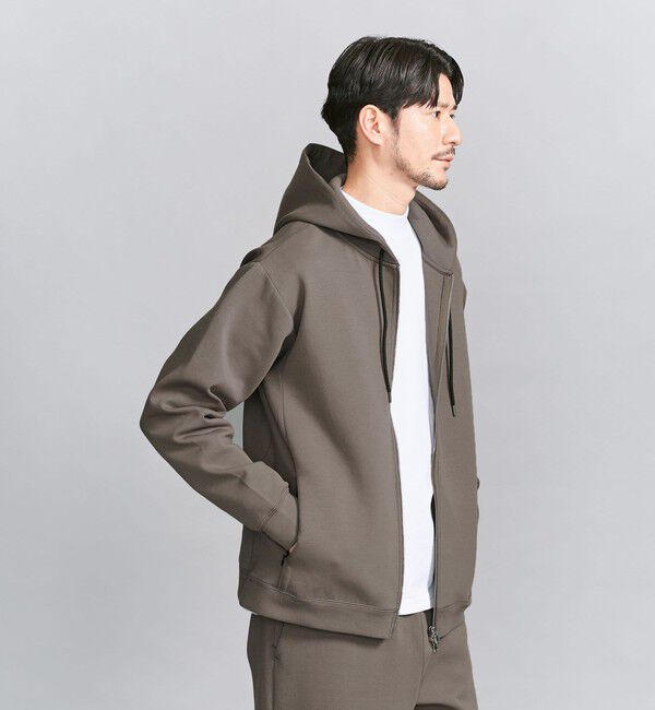 BEAUTY&YOUTH UNITED ARROWS「【WEB限定 WARDROBE SMART】ダブルニット ジップパーカー/セットアップ対応【抗菌・防臭】」|パーカー|OLIVE