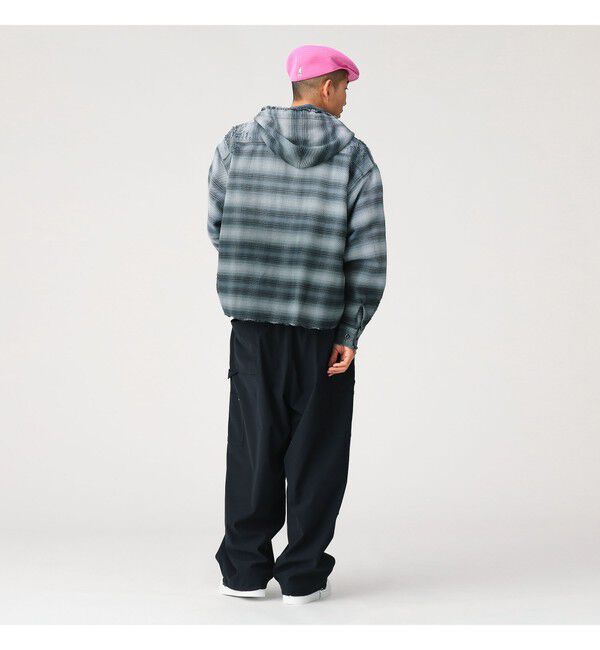 BEAMS「ダメージ フード チェック シャツ【ワイドショートフィット】」|シャツ・ブラウス|