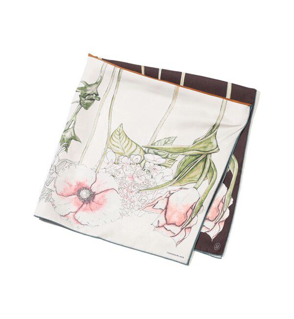 TOMORROWLAND GOODS「ATELIER TOMORROW DOUBLE FLOWER シルクスカーフ」|バンダナ・スカーフ|32 ライトピンク系