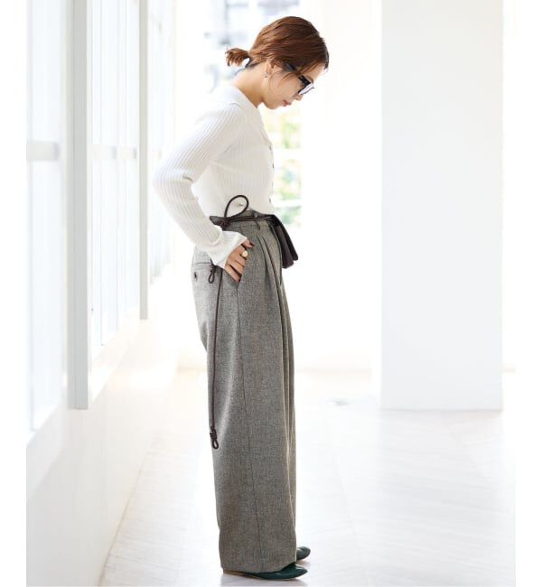 IENA「《予約》ツイードタックフォルムパンツ」|スラックス|