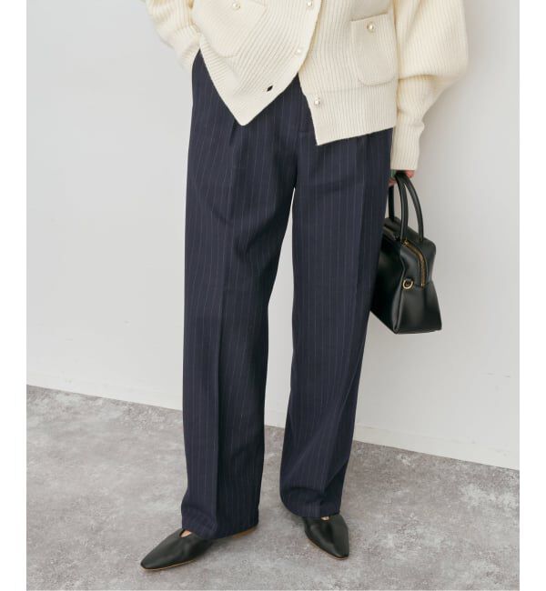 Spick and Span「《手洗い可 / 追加予約》起毛タックテーパードパンツ」|スラックス|ネイビーベース