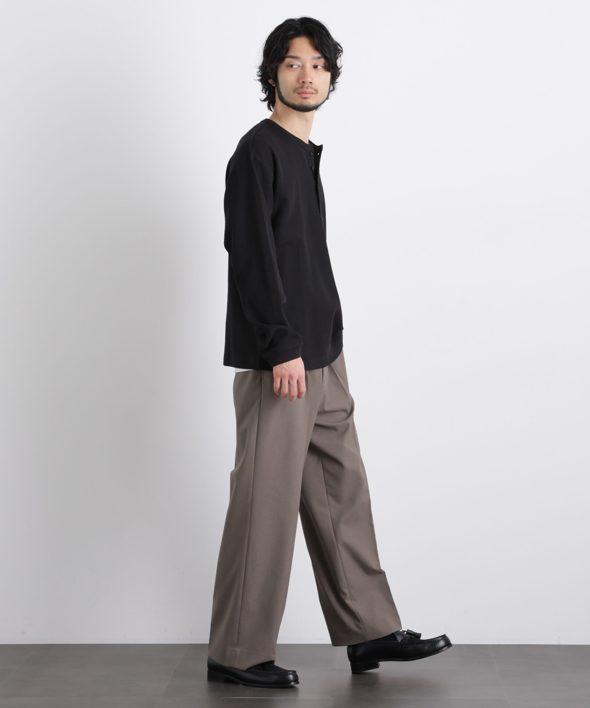 nano･universe「｢ASSEMBLANC｣ ドロップニードルリブ ヘンリーネック」|Tシャツ・カットソー|
