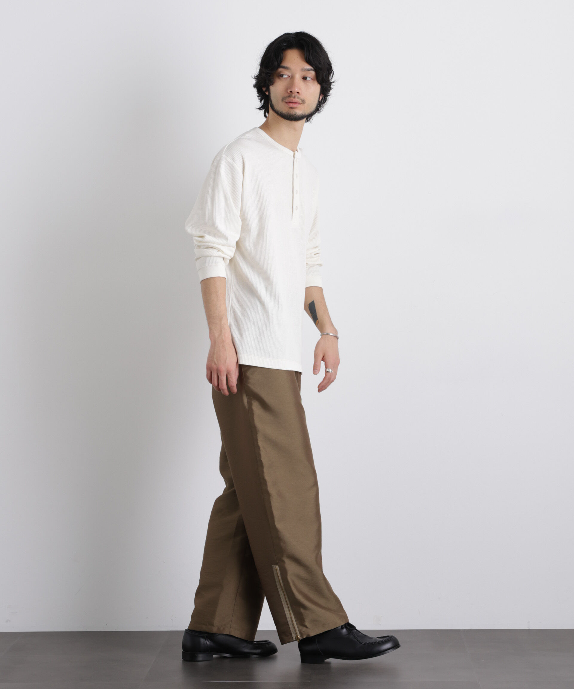 nano･universe「｢ASSEMBLANC｣ ドロップニードルリブ ヘンリーネック」|Tシャツ・カットソー|