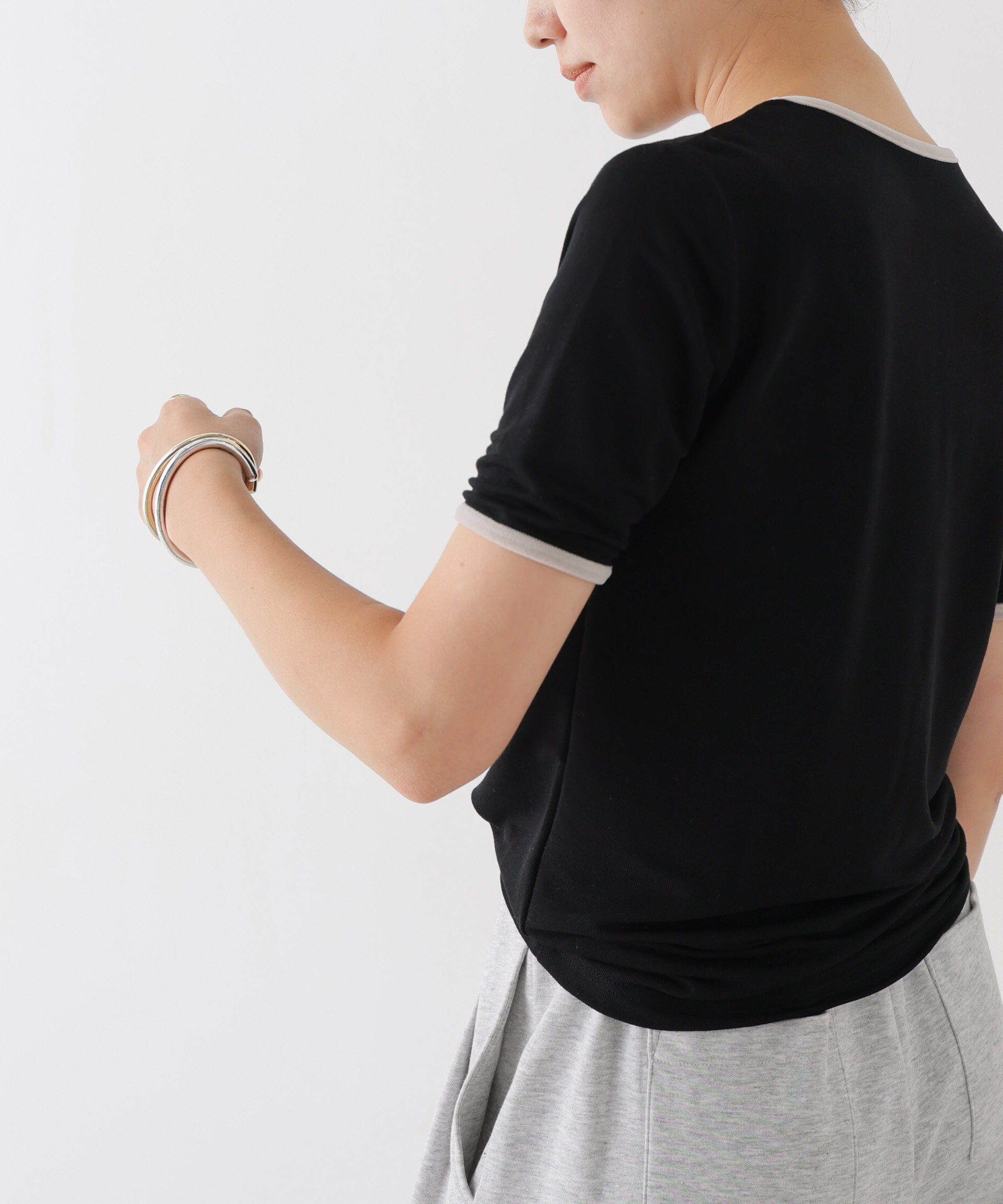 NANO universe「WEB限定/ベロアパイピングリンガーTシャツ」|Tシャツ・カットソー|