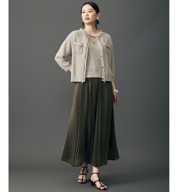 自由区「【カタログ掲載・上品・華やか・アンサンブル可】ドライツイーディー ニットジャケット風 カーディガン」|カーディガン|