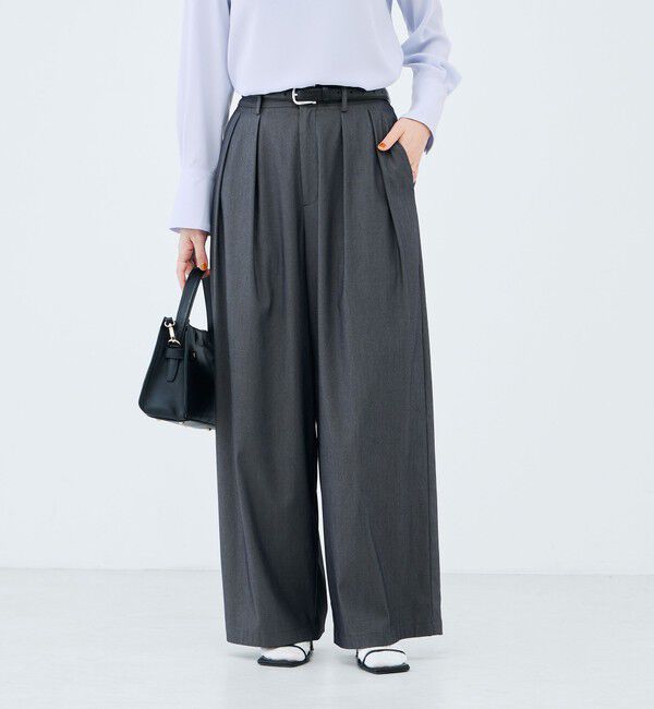 NOLLEY'S sophi「《セットアップ対応》ウォッシャブルバイオツイルタックワイドパンツ」|その他|チャコールグレー