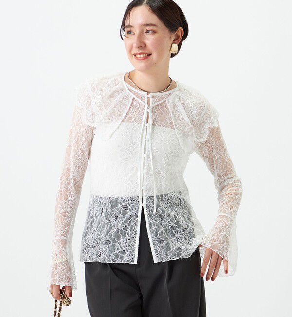 NOLLEY'S sophi「《セットアップ対応》ウォッシャブルラッセルレース付け襟ブラウス」|シャツ・ブラウス|
