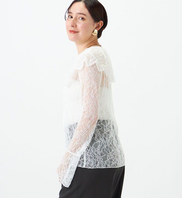 NOLLEY'S sophi「《セットアップ対応》ウォッシャブルラッセルレース付け襟ブラウス」|シャツ・ブラウス|