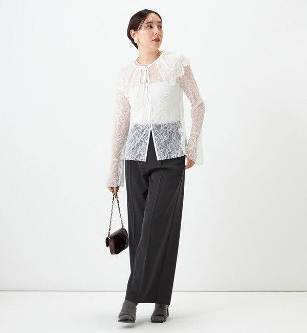NOLLEY'S sophi「《セットアップ対応》ウォッシャブルラッセルレース付け襟ブラウス」|シャツ・ブラウス|