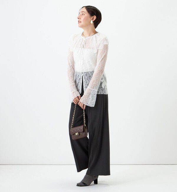 NOLLEY'S sophi「《セットアップ対応》ウォッシャブルラッセルレース付け襟ブラウス」|シャツ・ブラウス|