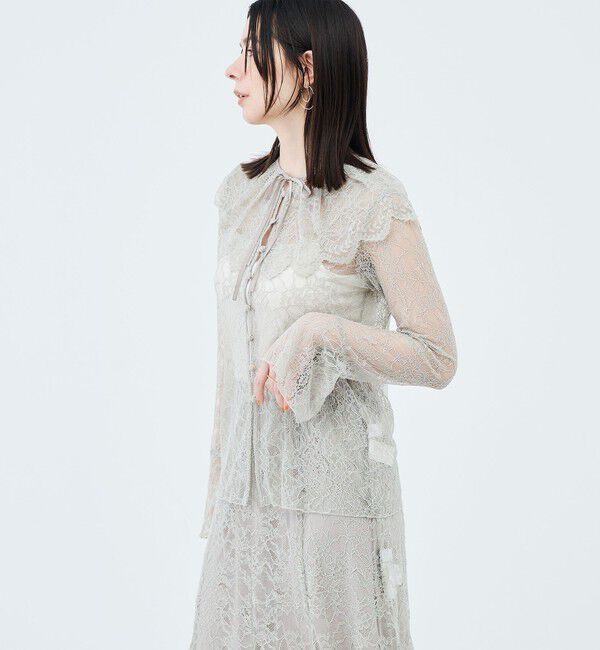 NOLLEY'S sophi「《セットアップ対応》ウォッシャブルラッセルレース付け襟ブラウス」|シャツ・ブラウス|