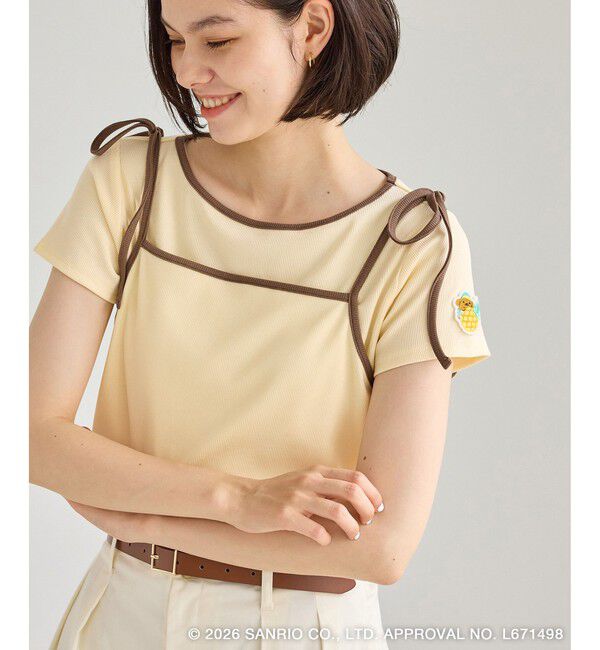 Rope&rsquo;Picnic「【サンリオキャラクターズ&times;ROPE' PICNIC】日焼けデザイン キャミソールレイヤードTシャツ」|Tシャツ・カットソー|イエロー(80)