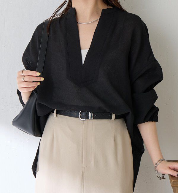  「【夏にも着れる長袖/涼しく体型カバー】ヴィンテージメッシュブラウス」|シャツ・ブラウス|