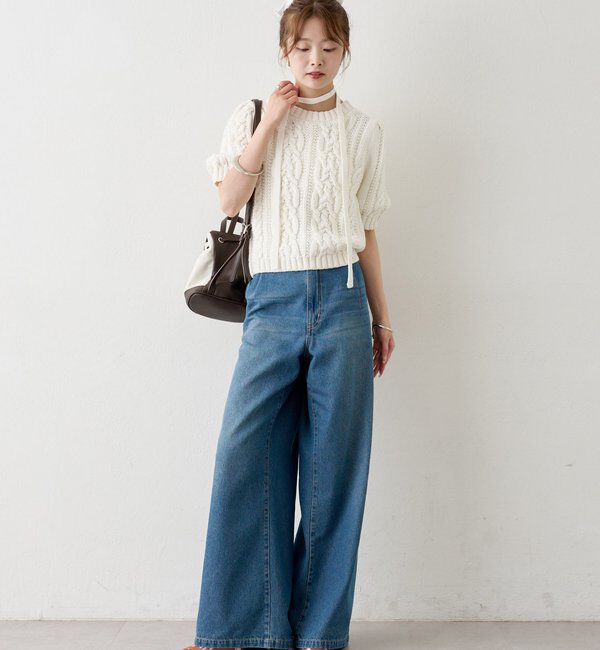  「ケーブル半袖ニット」|ニット・セーター|