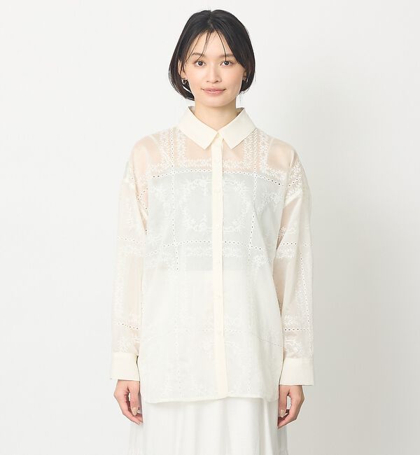 abahouse mavie「【シアー素材】総レースクレリックシャツ/春服/レイヤード/透け感/大人フェミニン」|シャツ・ブラウス|
