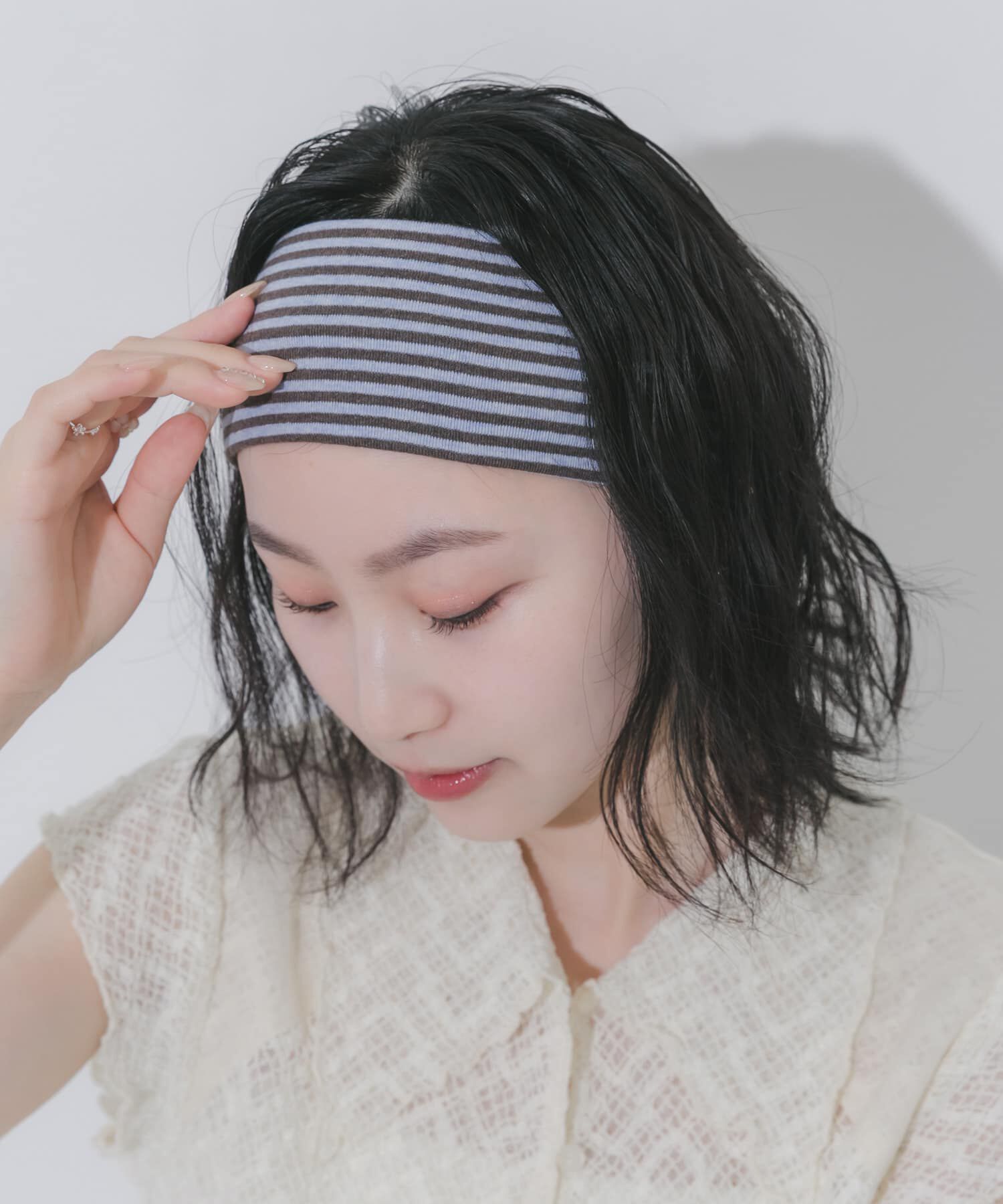 SMELLY「カラーボーダーヘアバンド」|ヘアバンド|パープル系その他