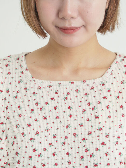 Samansa Mos2「ワッフルローズ柄前後2WAYカットソー」|Tシャツ・カットソー|